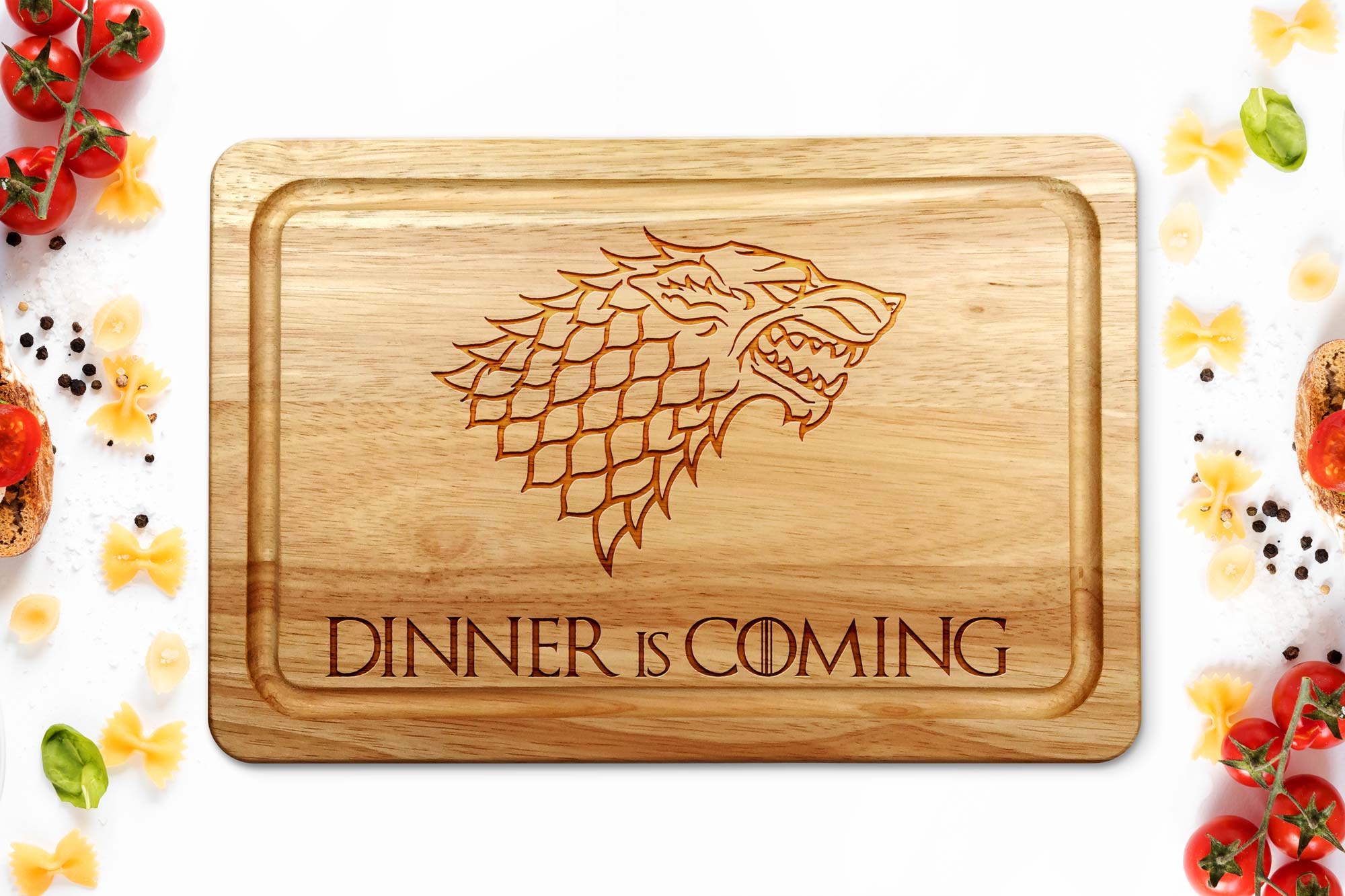 Game of thrones dinner is coming chopping board.