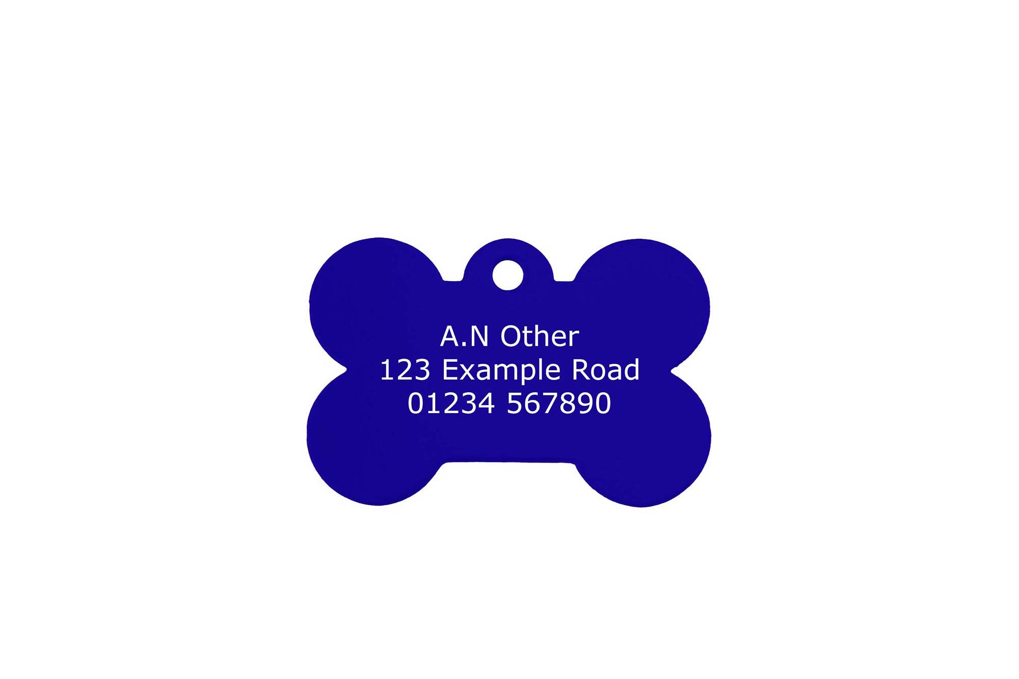 blue aluminium bone dog tag