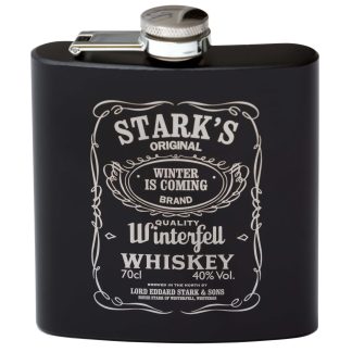Game Of Thrones House Stark JD 6oz Stainless Steel Hip Flask Complete With Gift Box And Funnel
