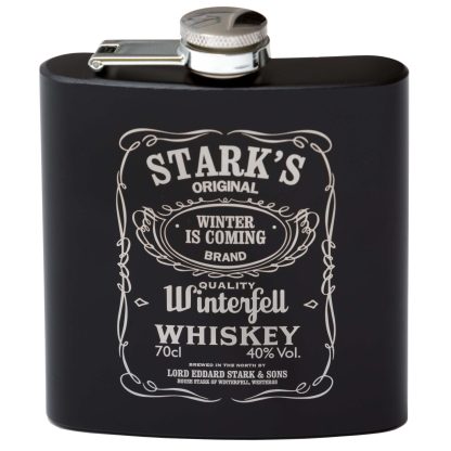 Game Of Thrones House Stark JD 6oz Stainless Steel Hip Flask Complete With Gift Box And Funnel