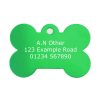 green aluminium bone dog tag