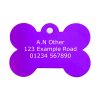 purple aluminium bone dog tag