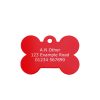 red aluminium bone dog tag
