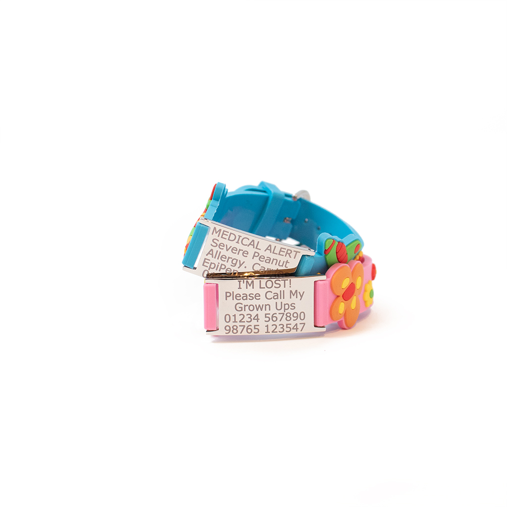 kids medical ID bracelet fastened