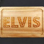 Elvis chopping board on a grey worktop