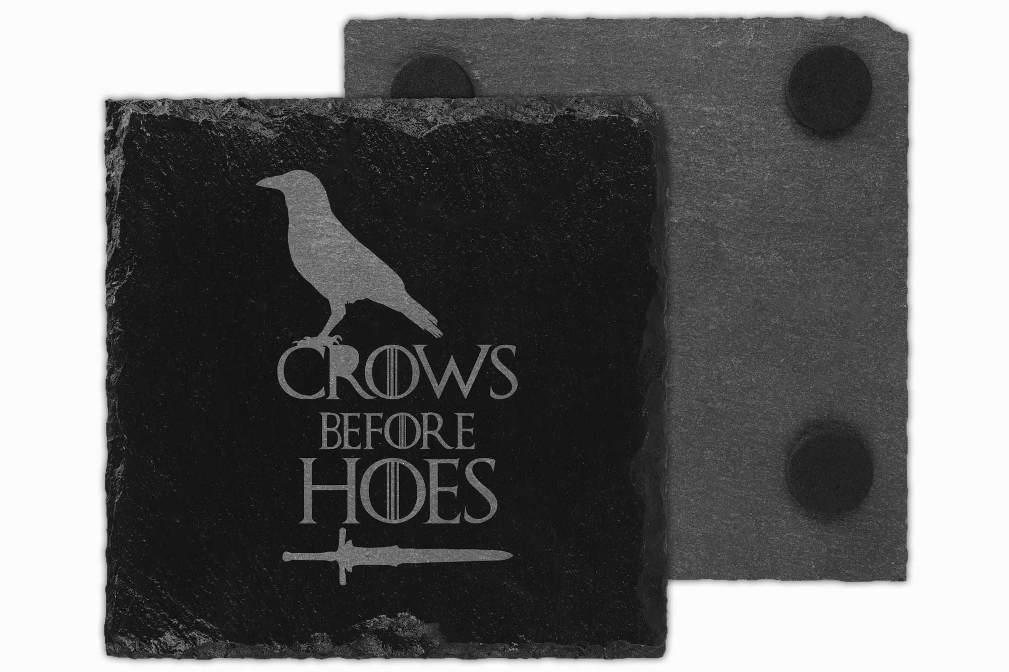 crows before hoes slate drinks coaster