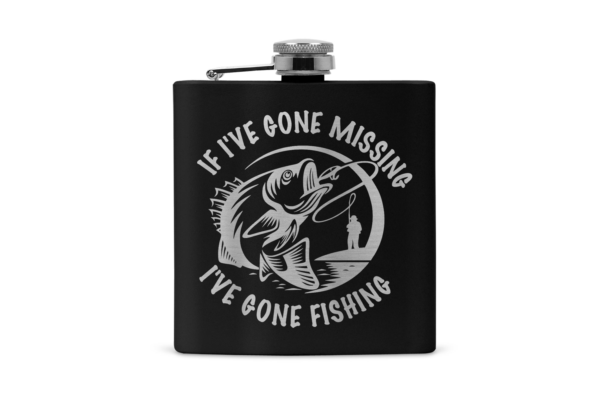 fishing hip flask on a white background