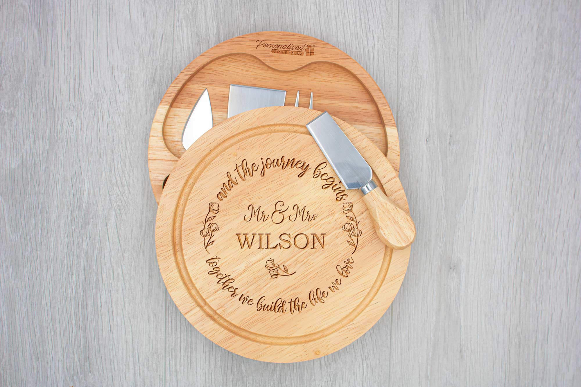 Any The Journey Begins Personalised Cheese Board