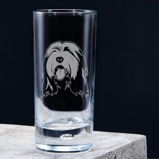 bearded collie highball glass single empty