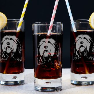 Bearded Collie Highball Glass - Pack of Three