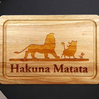 hakuna matata chopping board on grey worktop