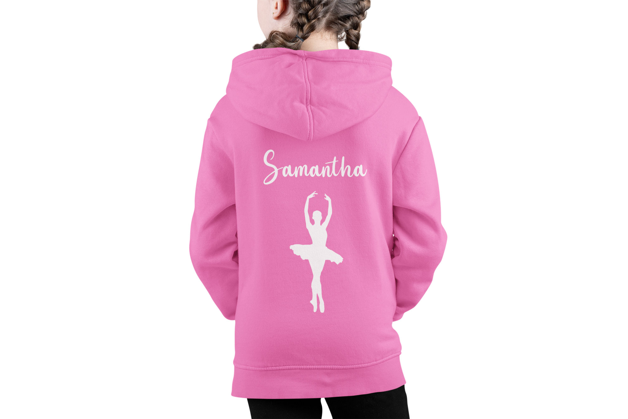 kids personalised ballerina pink hoodie