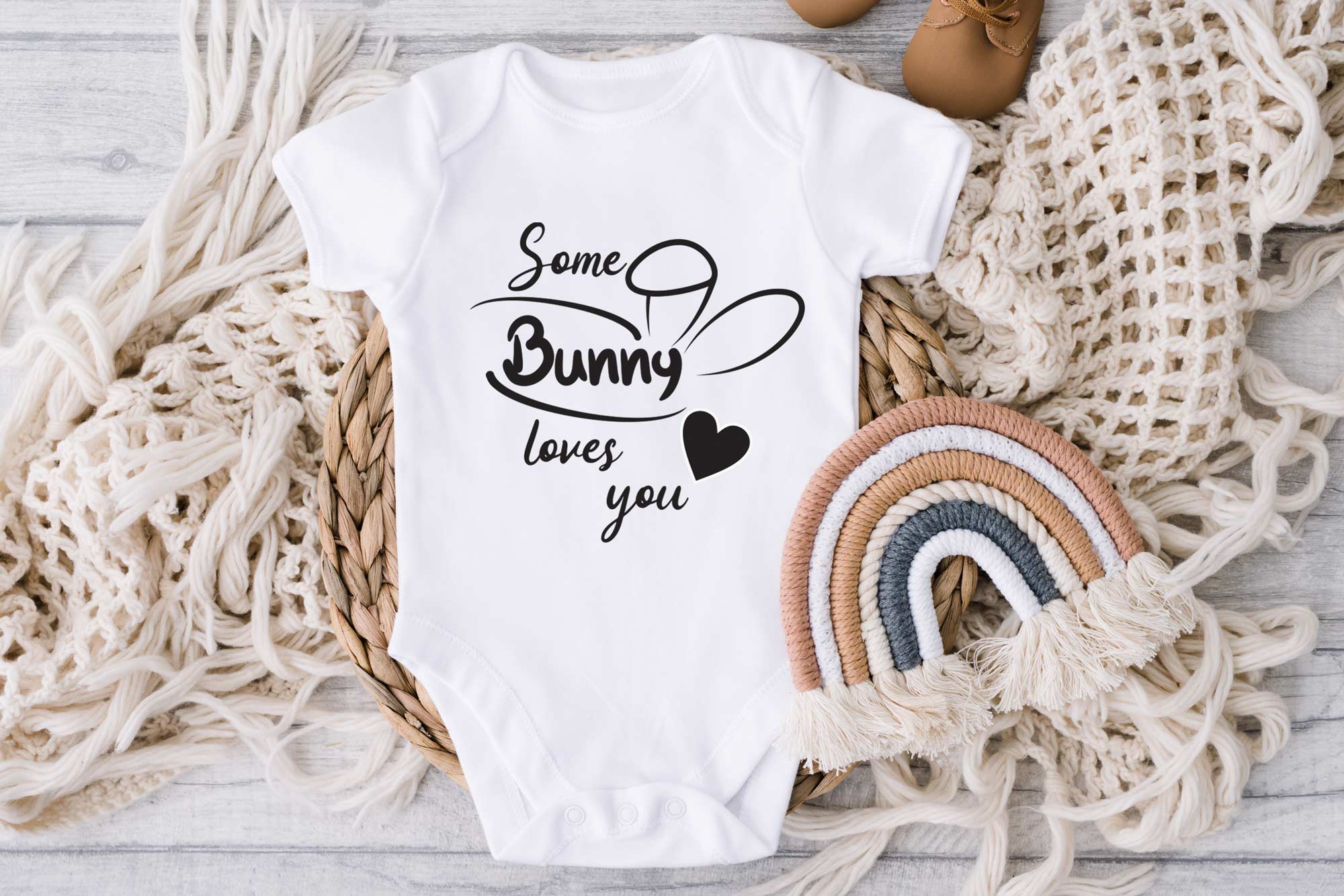 some bunny loves you white onesie