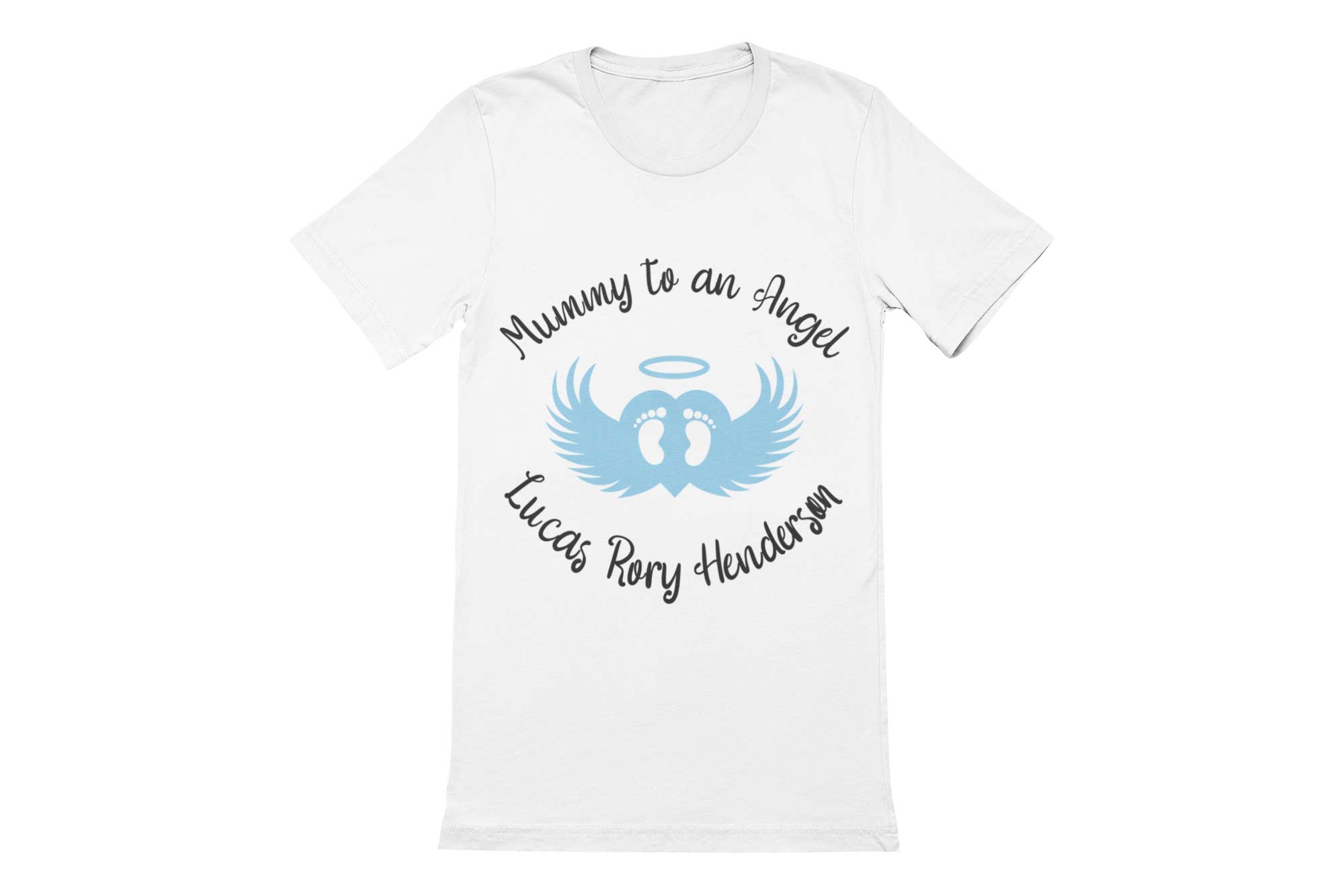 mummy to an angel boy tshirt white