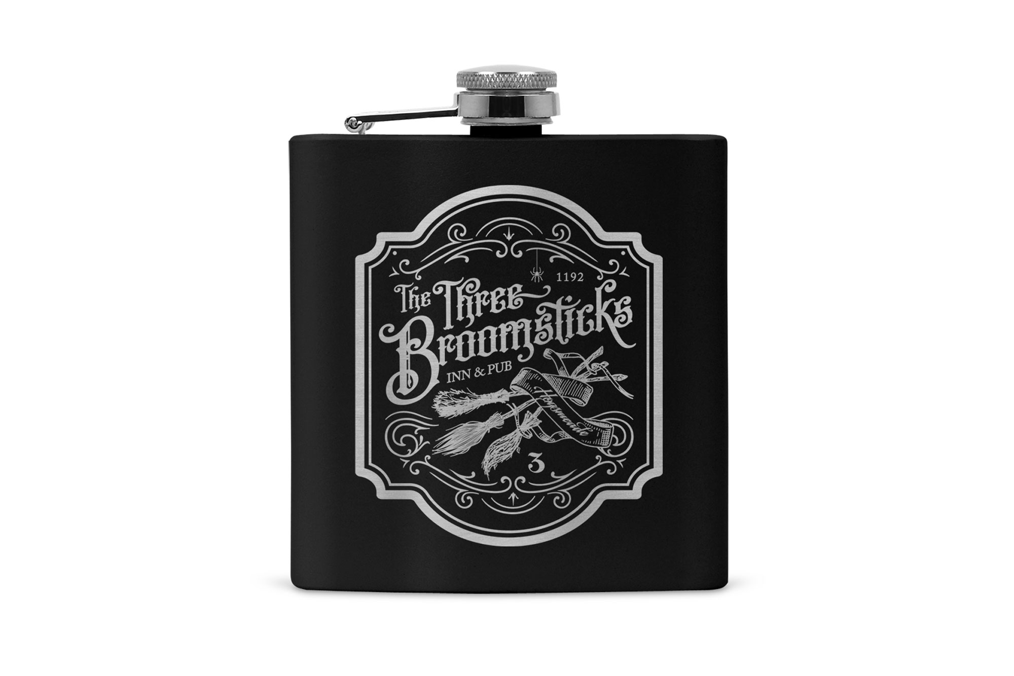 the three broomsticks flask black