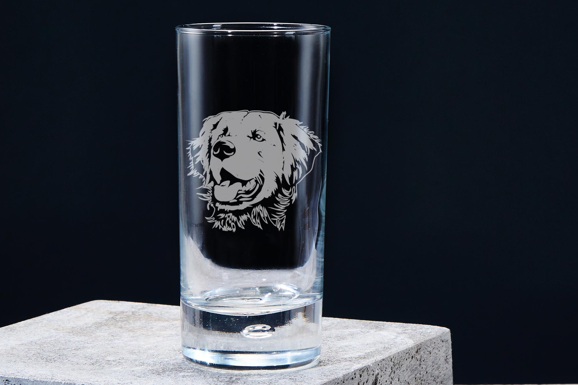 Golden Retriever highball glass single empty