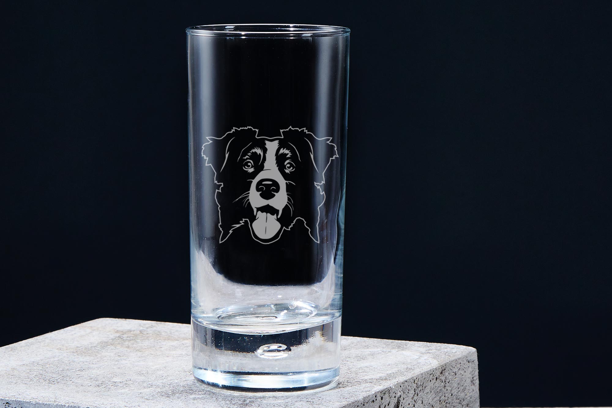 border collie highball glass single empty