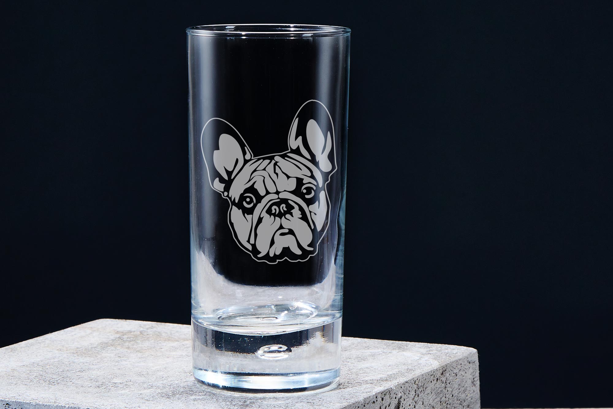french bulldog highball glass single empty