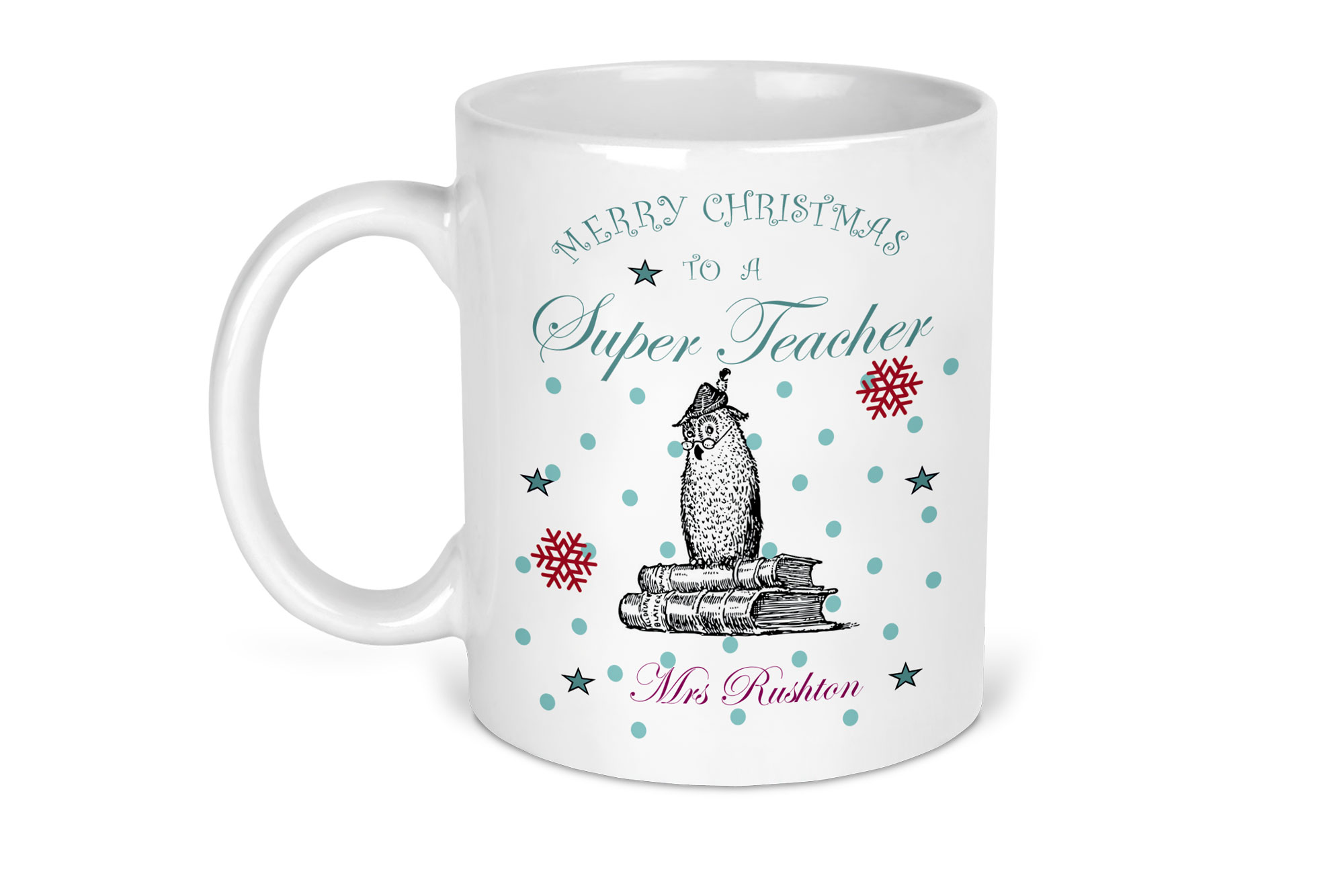 teacher christmas mug white
