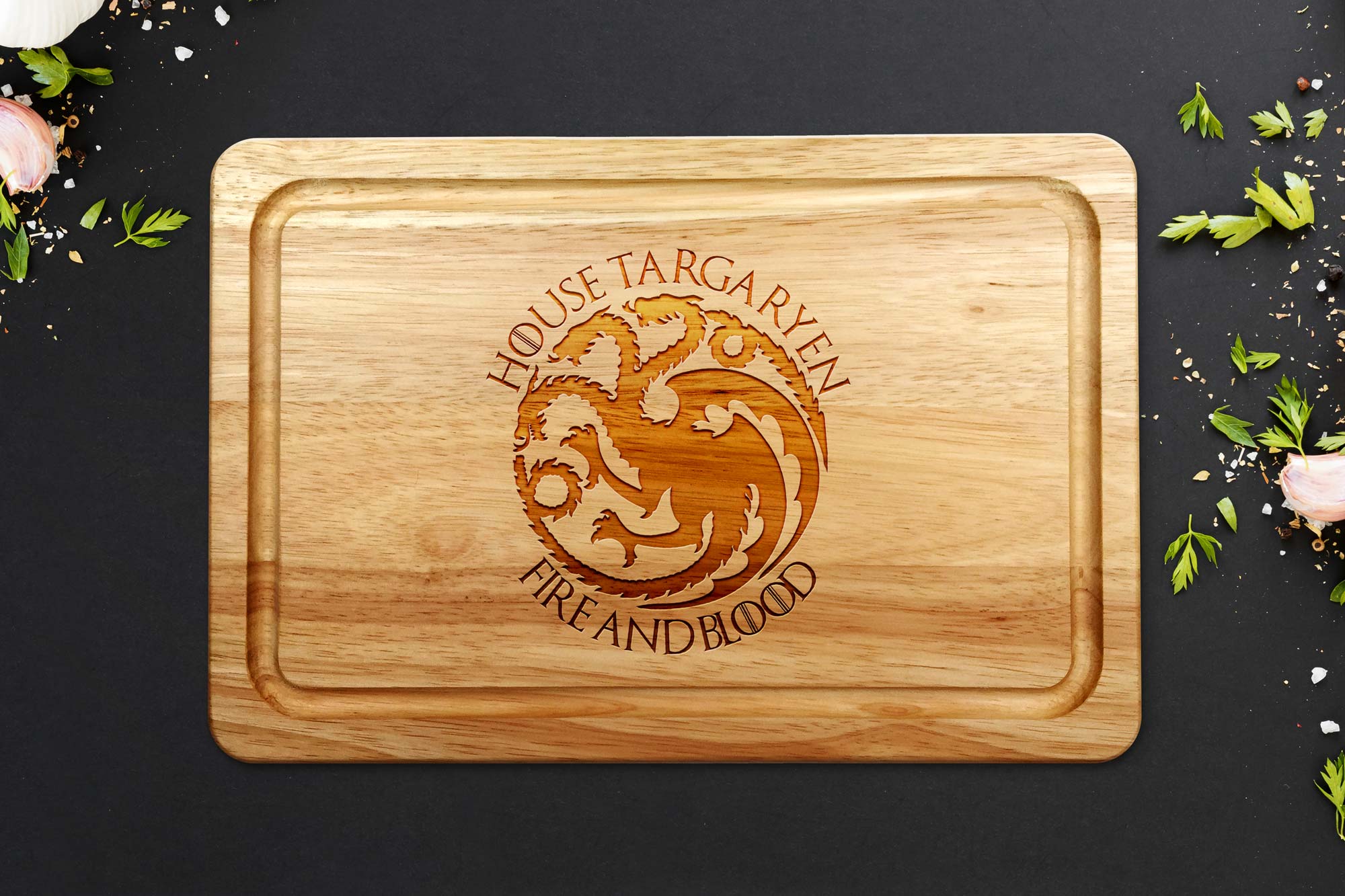 House of the Dragon Fire and Blood Wooden Chopping Board