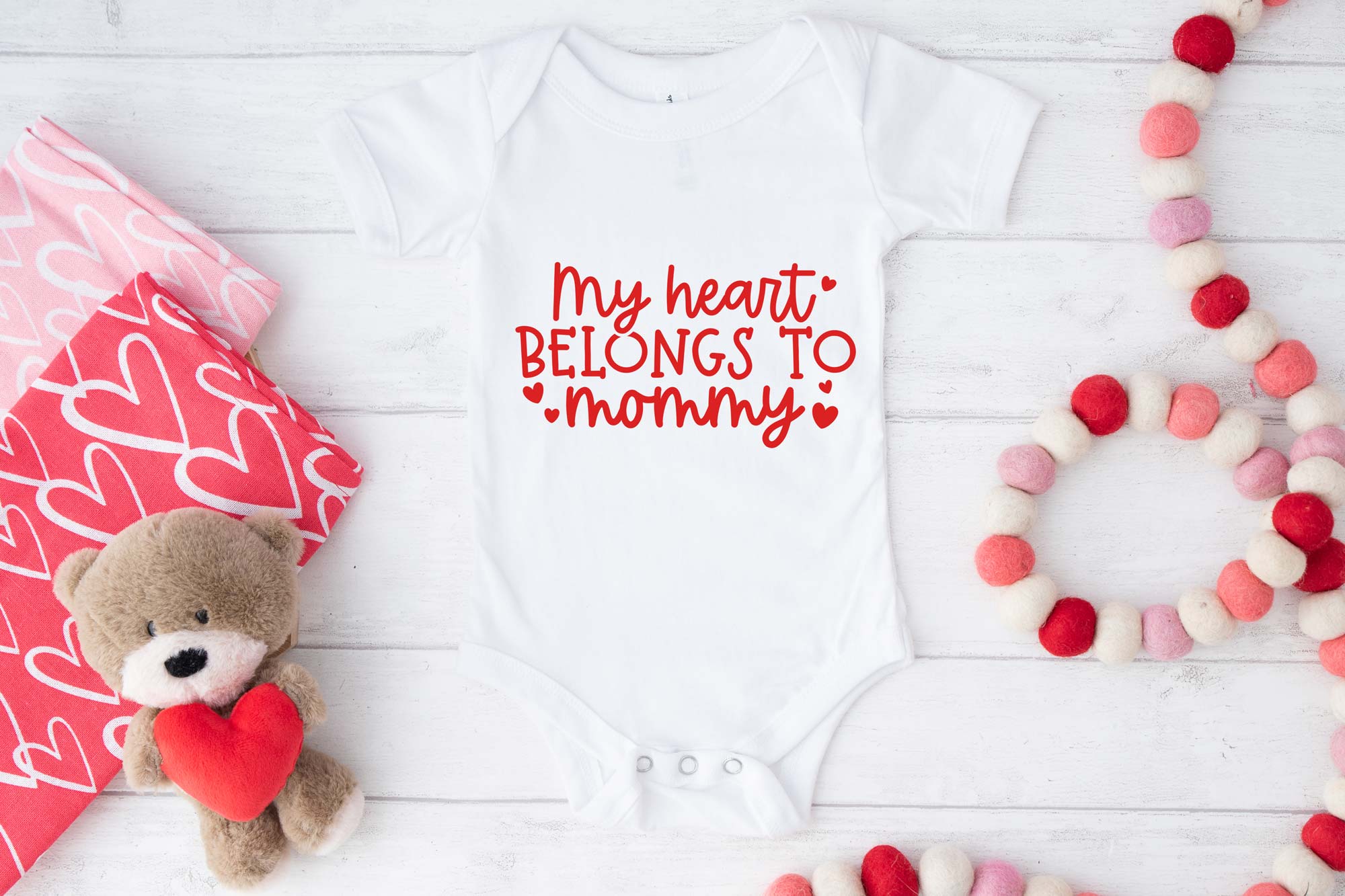 My Heart belongs to Mommy valentines day baby vest
