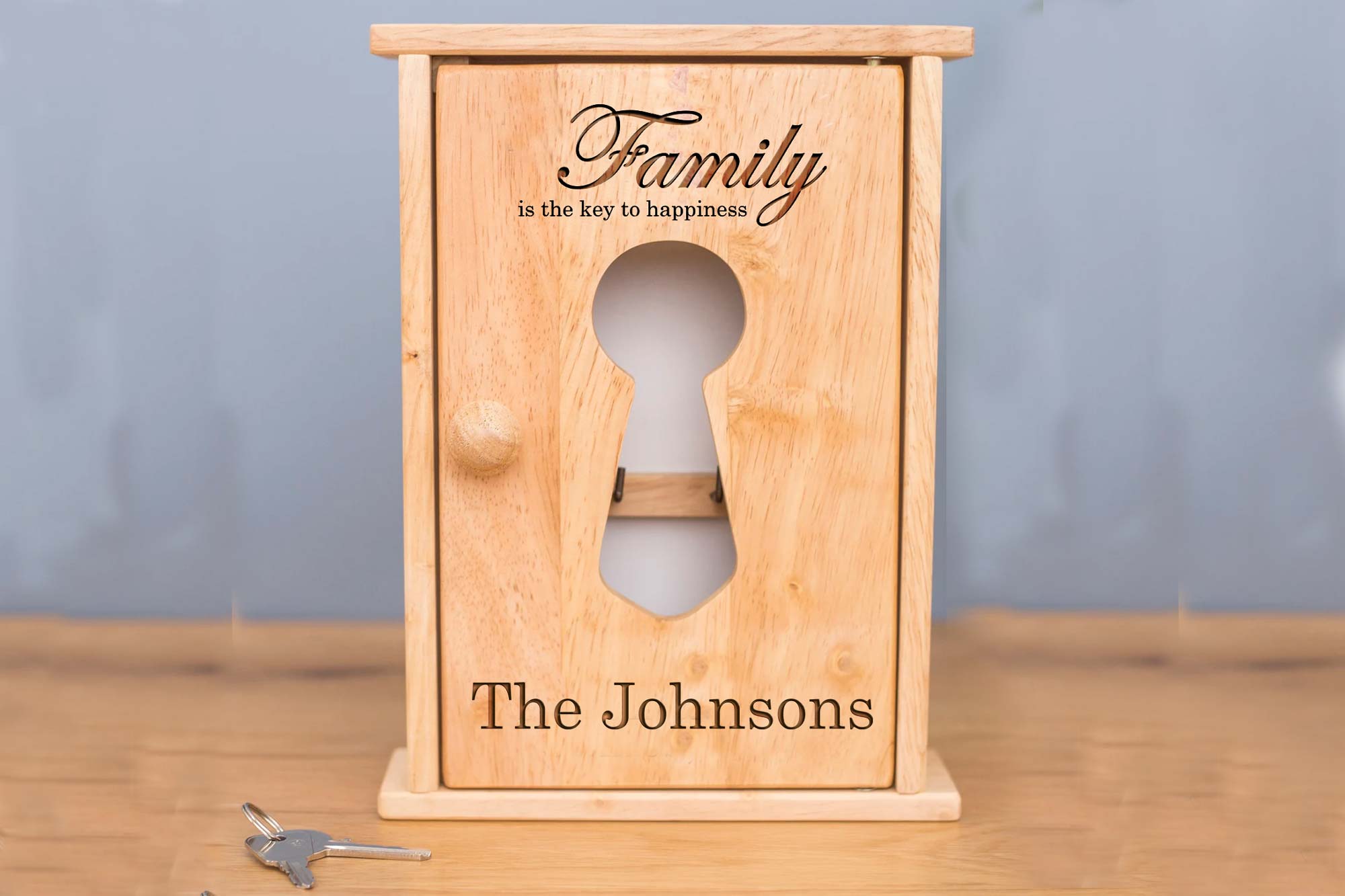 Personalised Wooden Key Holder Box.