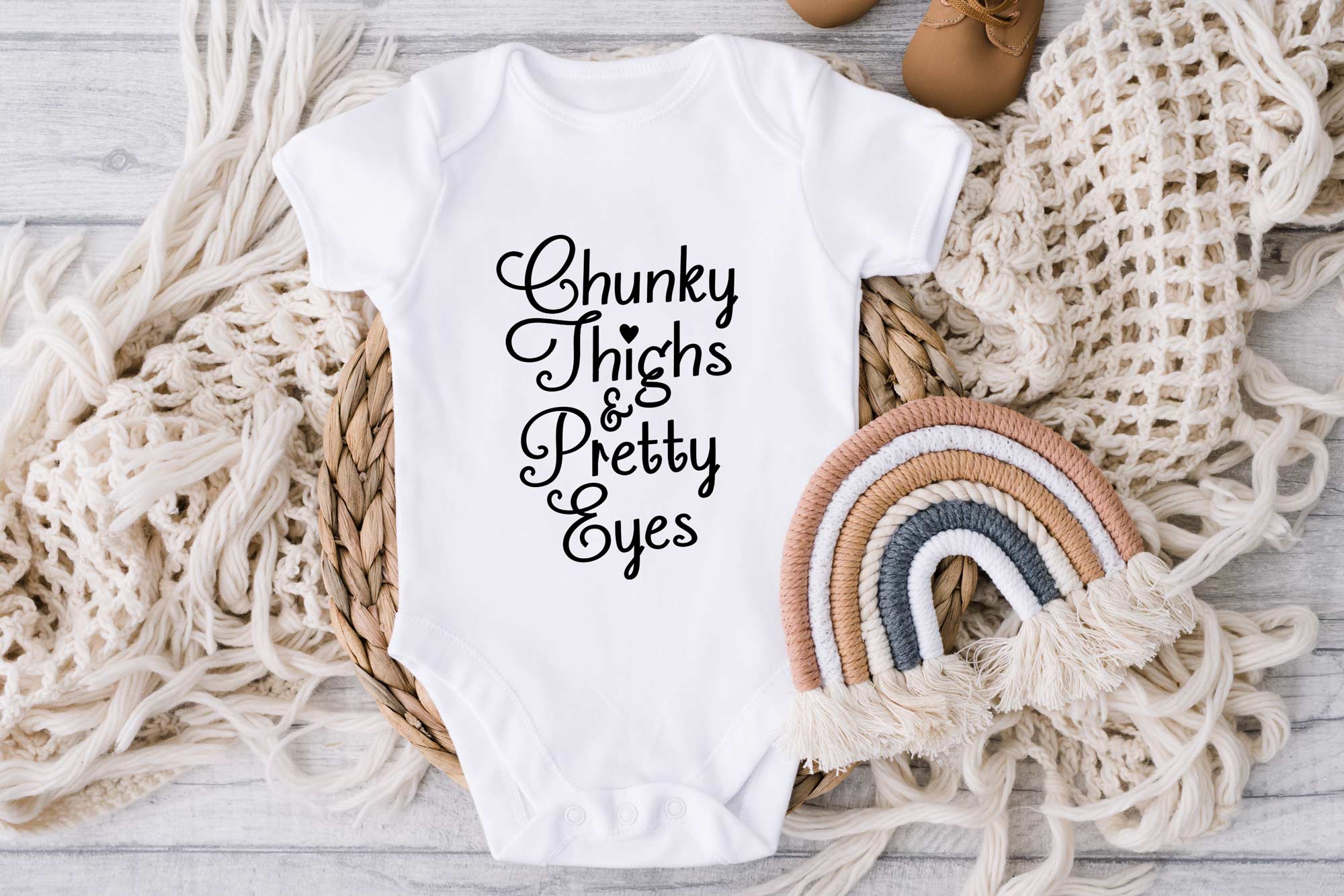 Chunky Thighs & pretty eyes White Baby Vest Onesie
