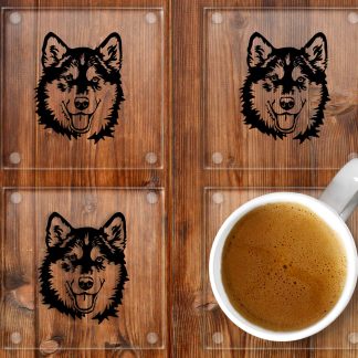 Alaskan Malamute glass coasters