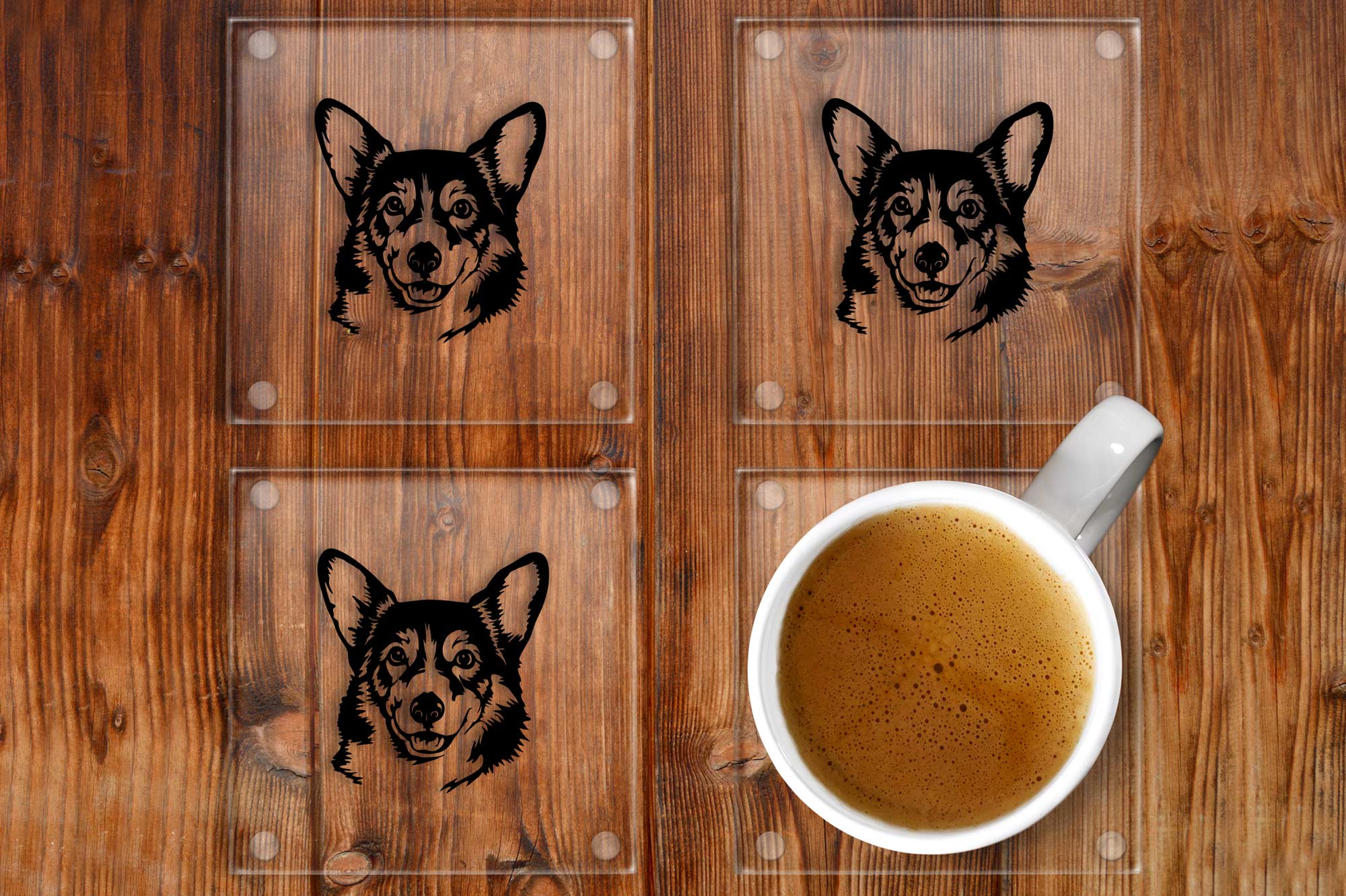 Corgi Glass Drinks Coasters