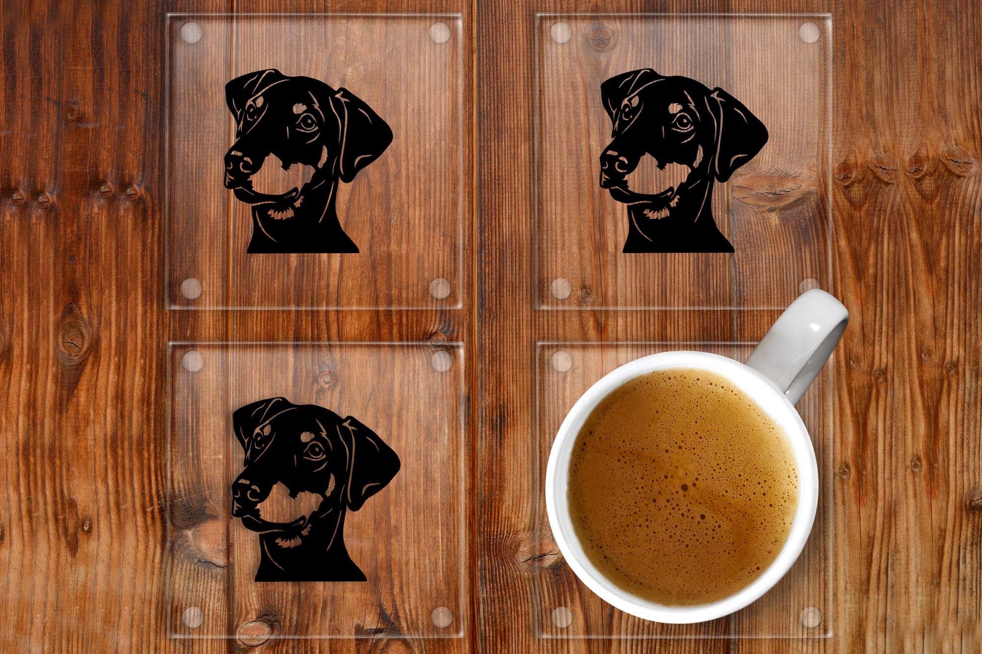 Doberman glass coasters