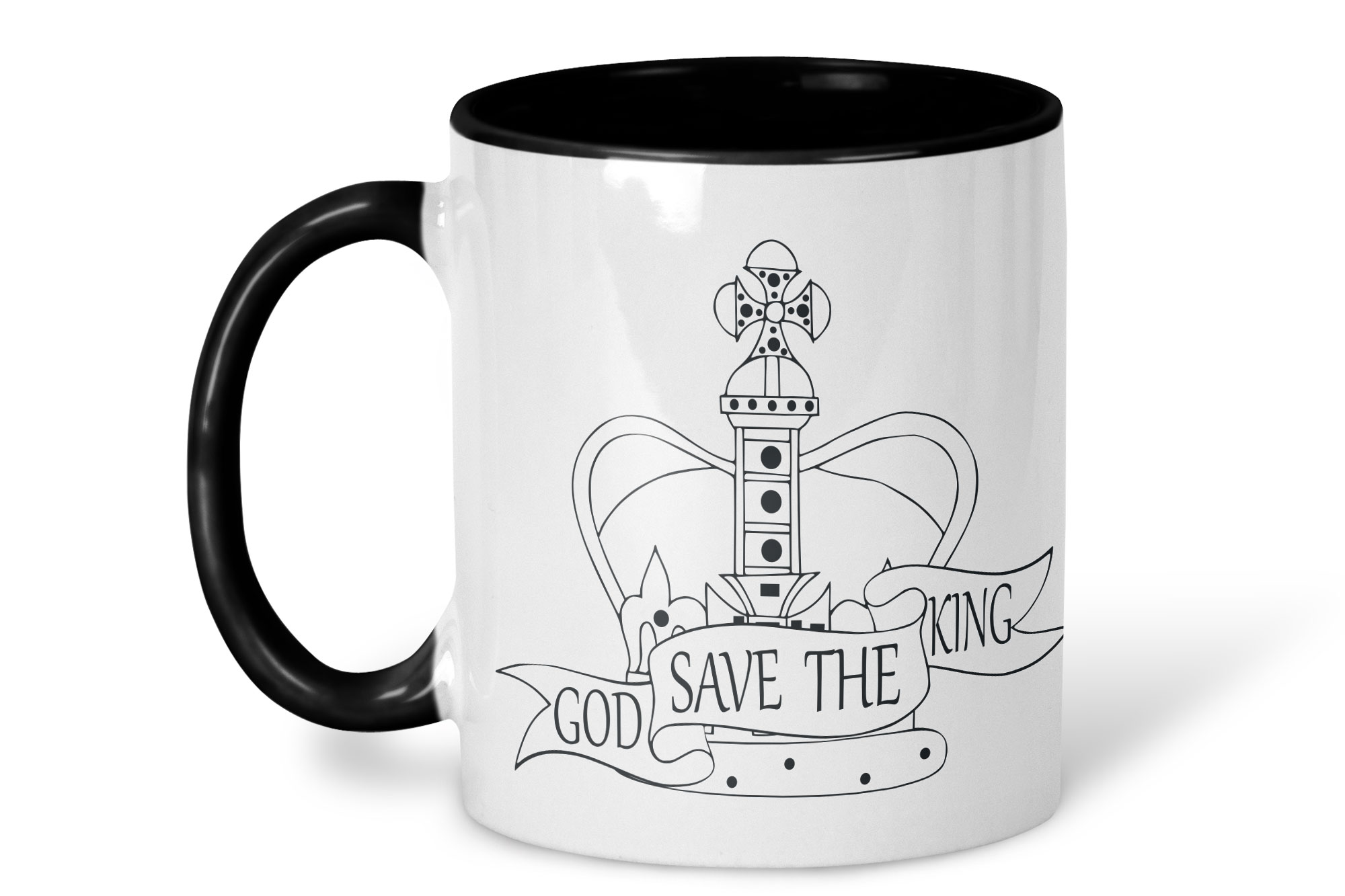 God Save The King Black & White Mug