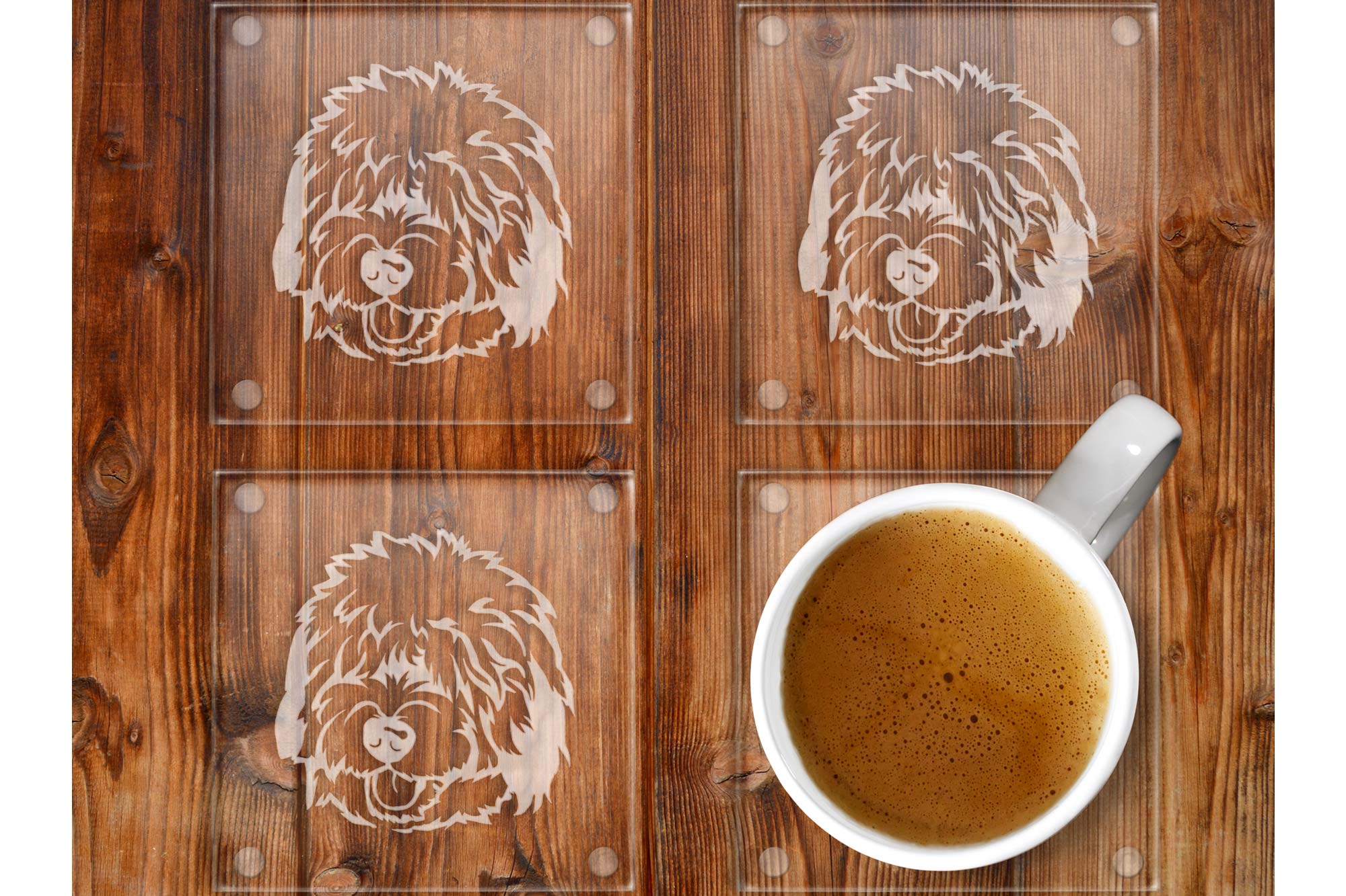 Old English Sheepdog glass coasters