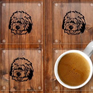 Old English Sheepdog Glass Drinks Coasters