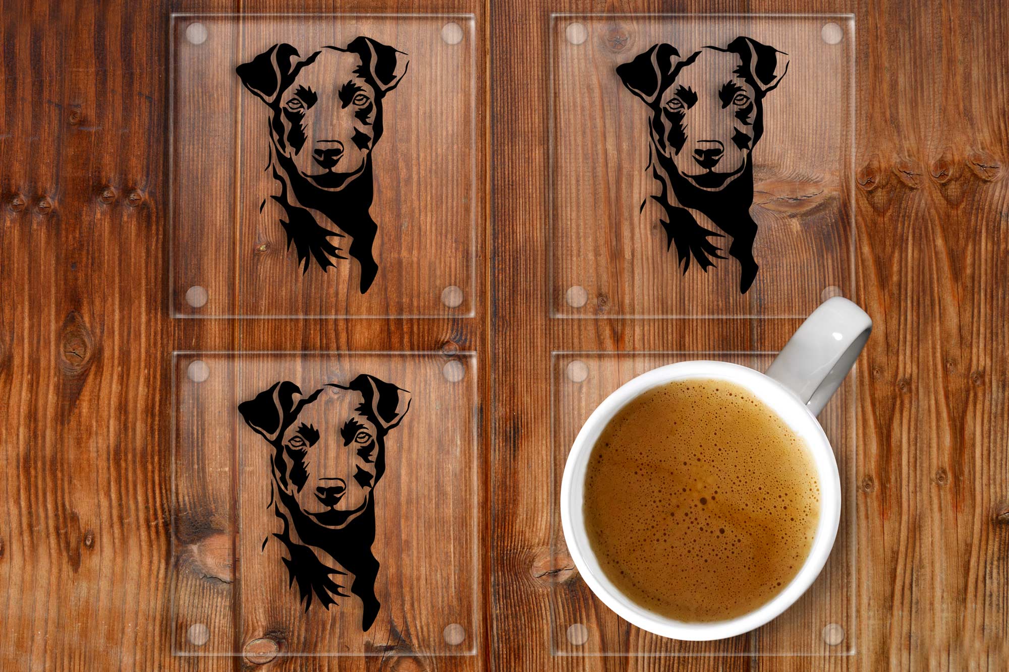 Patterdale Terrier glass coasters