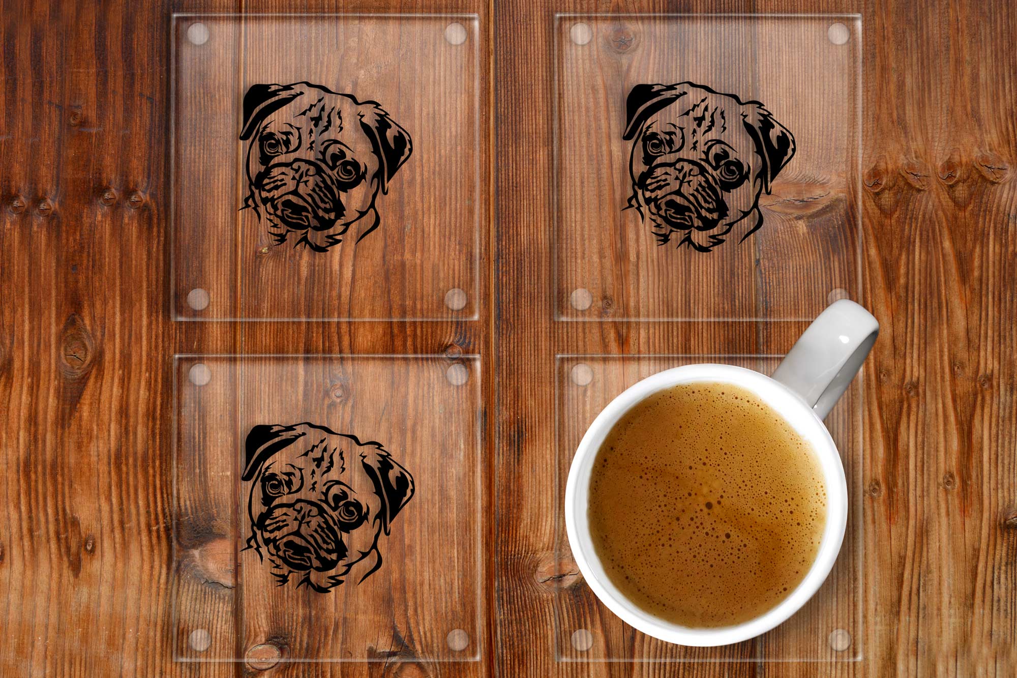 Pug glass coasters