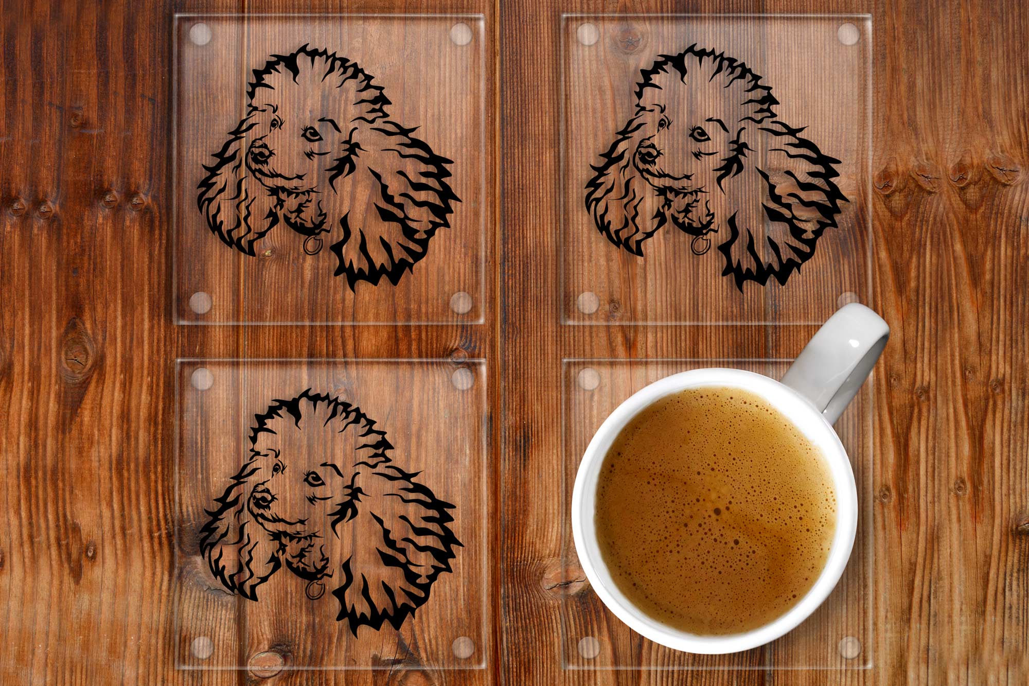 Miniature Poodle Glass Drinks Coasters