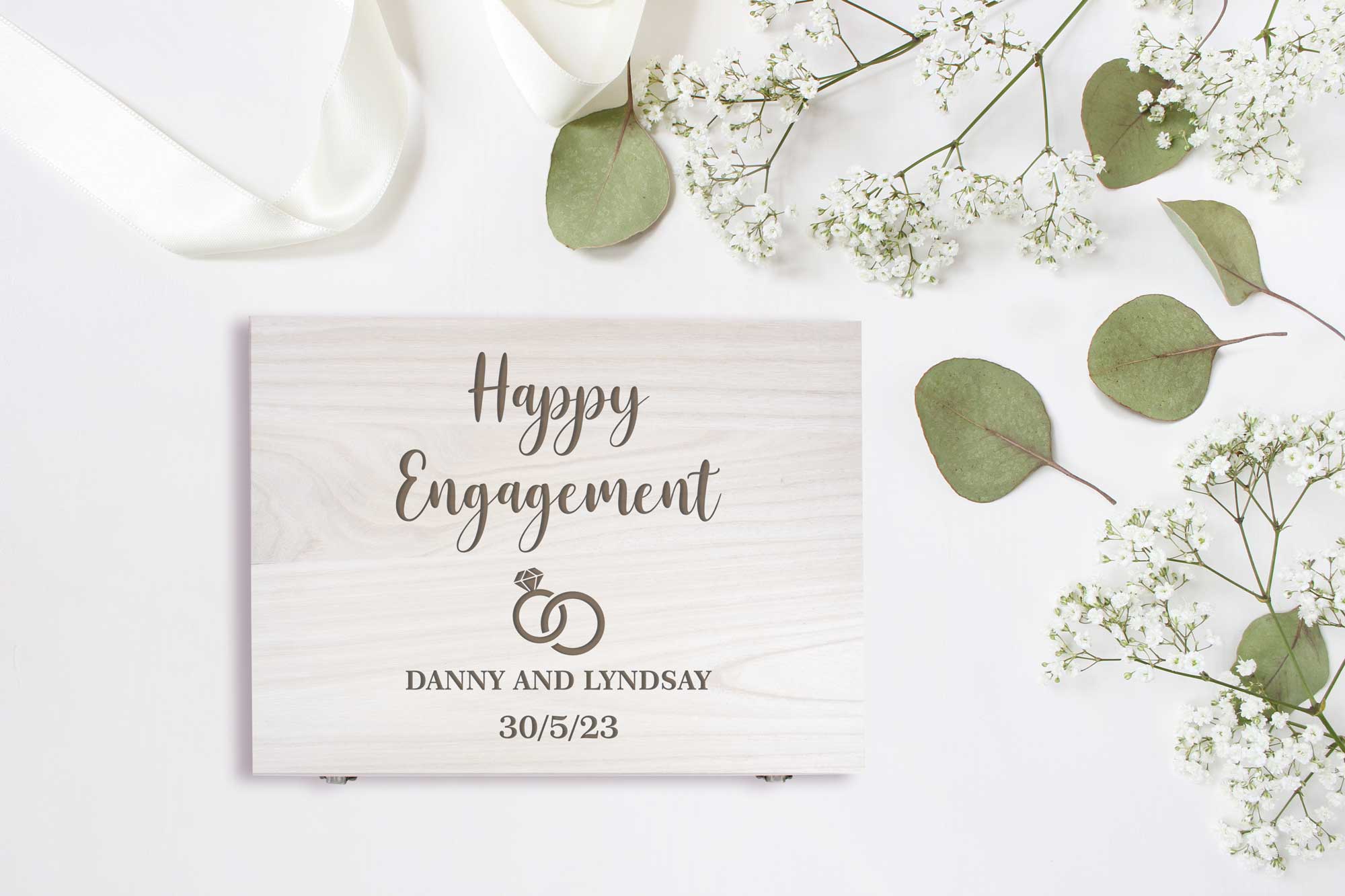 Personalised Engagement Keepsake Wooden Box