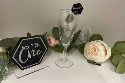 Hexagon Wedding Glass Topper Place Name - Image 3