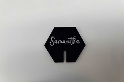 Hexagon Wedding Glass Topper Place Name