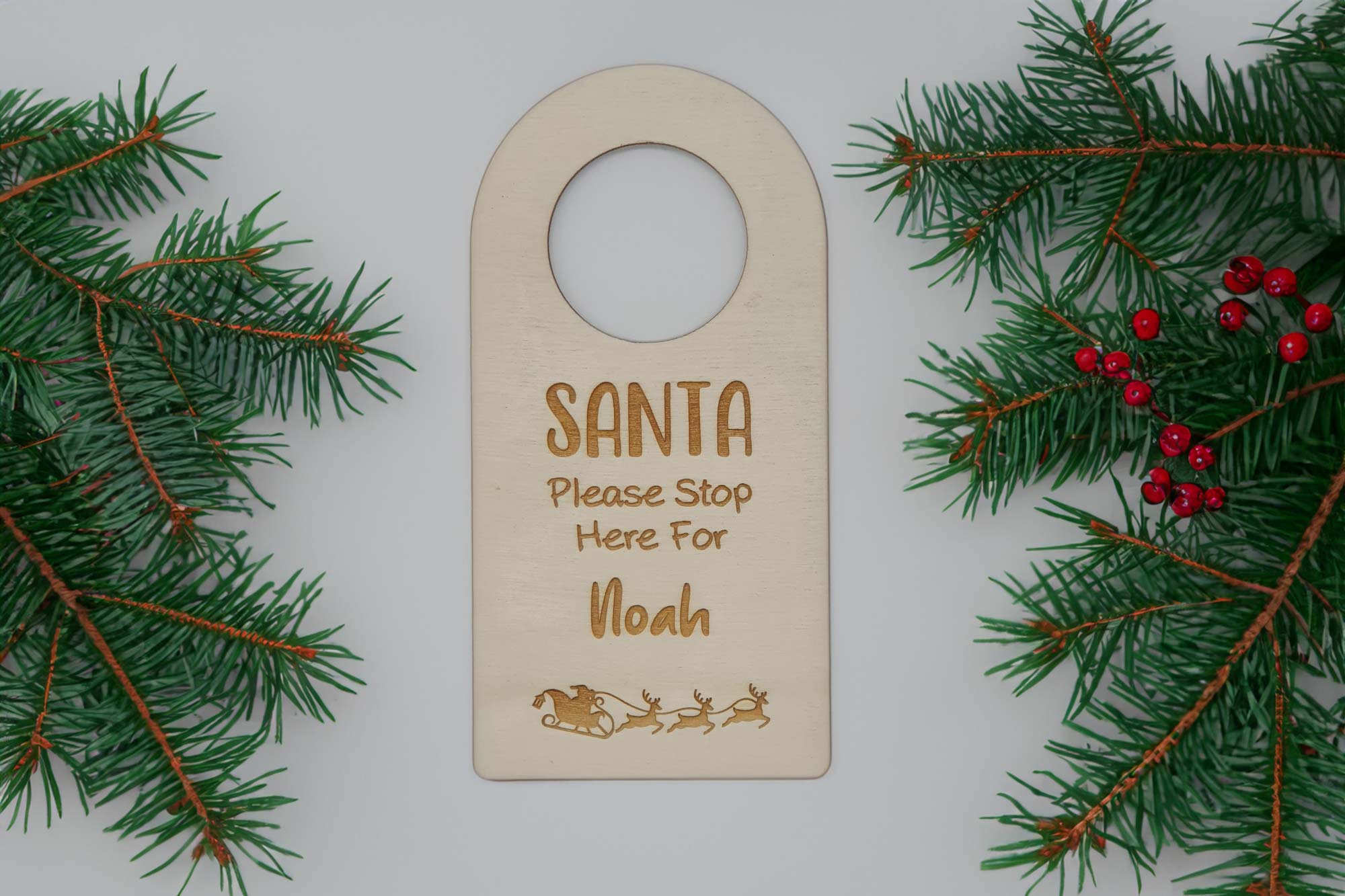 Personalised Santa Stop Here Door Hanger