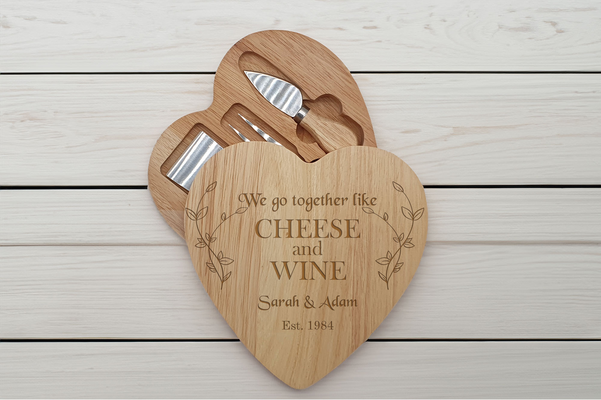 Personalised couples heart chopping board