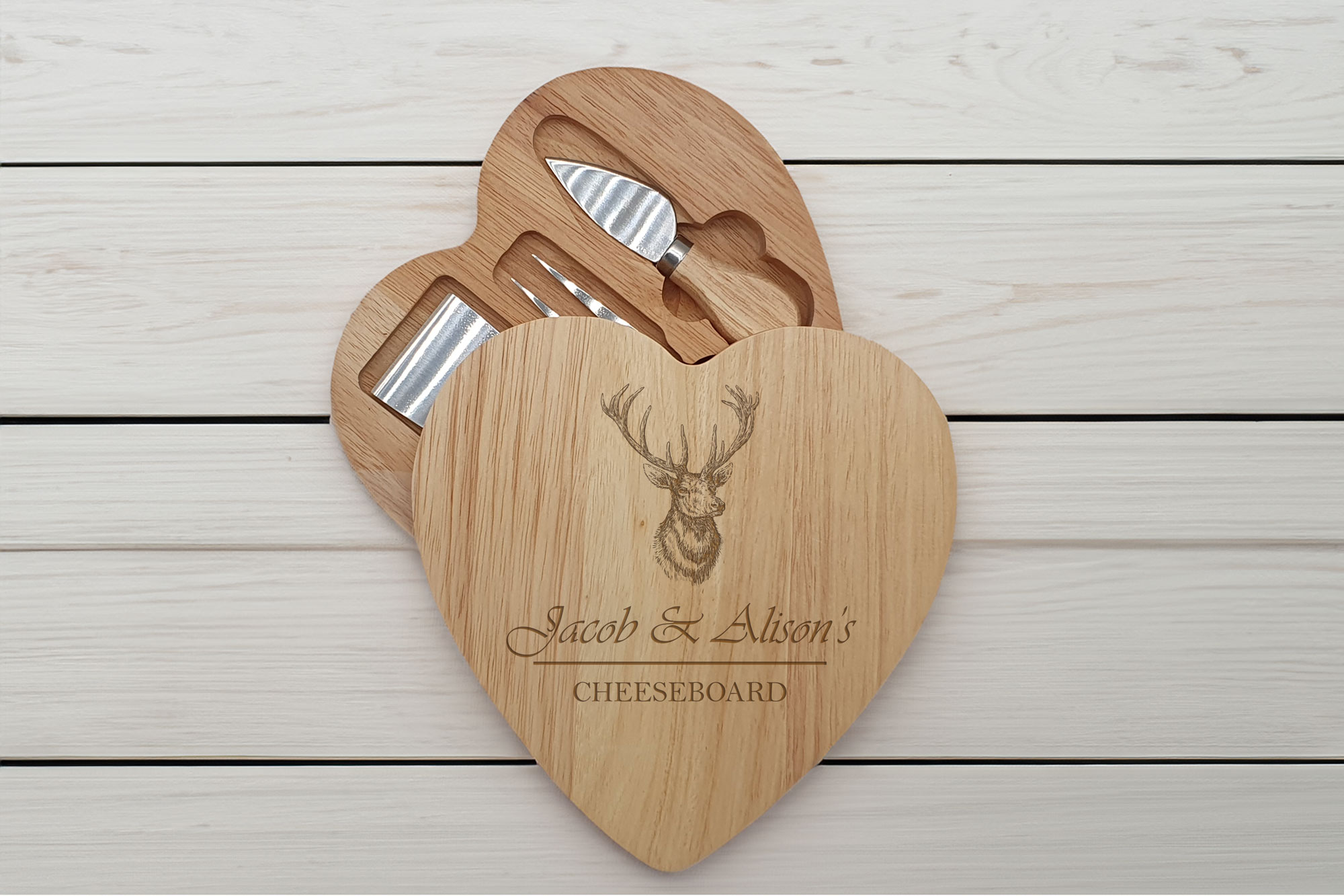 Personalised couples heart chopping board
