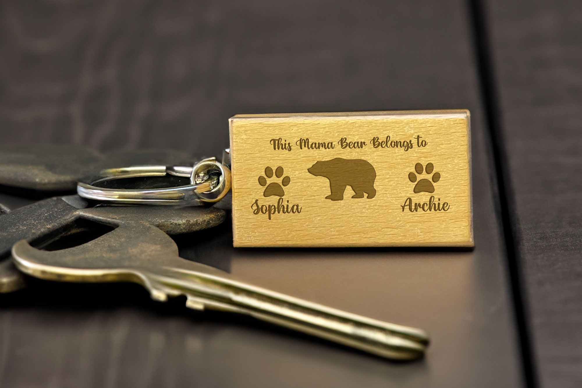 Mother's day wooden keyring