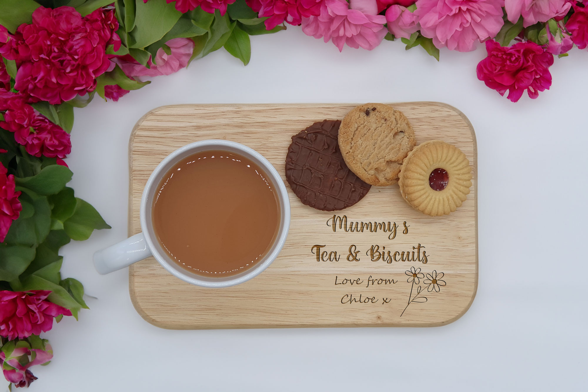 Personalised Mother's Day Tea & Biscuit Board.