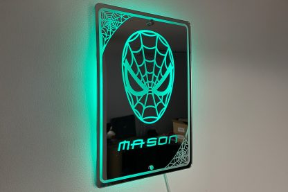 Personalised Spider-Man LED Wall Mirror Sign - Image 2