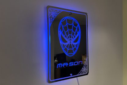Personalised Spider-Man LED Wall Mirror Sign