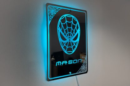 Personalised Spider-Man LED Wall Mirror Sign