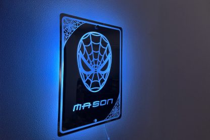 Personalised Spider-Man LED Wall Mirror Sign