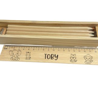 Personalised Wooden Pencil Case Set