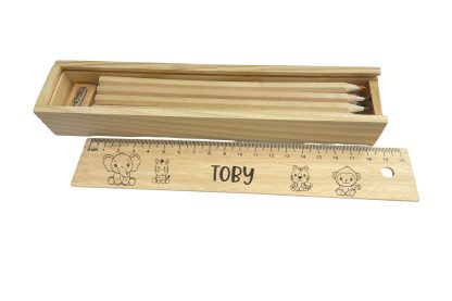 Personalised Wooden Pencil Case Set